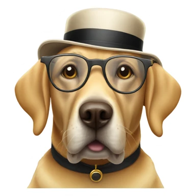 Golden lab dog wearing spectacles and top hat  sticker