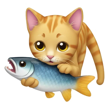 cat eating fish sticker