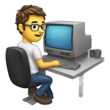 A programmer uses a computer sticker