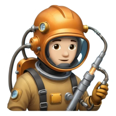 Buceador comercial trabajando, soldando una estructura metalica bajo agua soldandooooo sticker