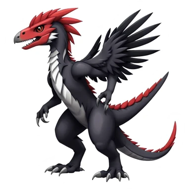 Dark Furry feather-mane Cool Edgy shiny Digimon-Fakemon-Guilmon-Velociraptor full body   sticker