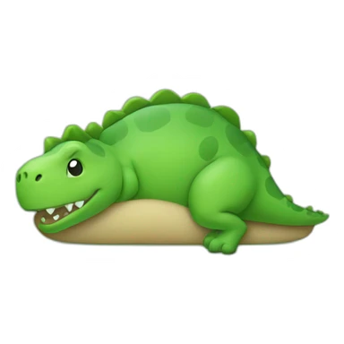 A green dinosaur sleeping sticker