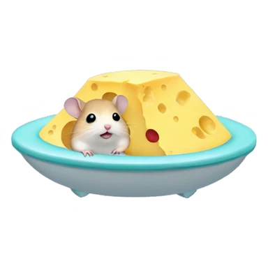 alien hamster in a ufo abducting cheese sticker