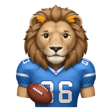 full blue color lion, wearing blue american football jersey sticker