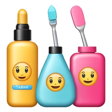 emoji of three beauty products with brand labels and a cursor (selecting a product)
 sticker