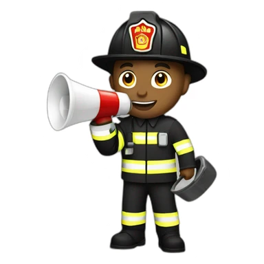 Fireman with a megaphone sticker