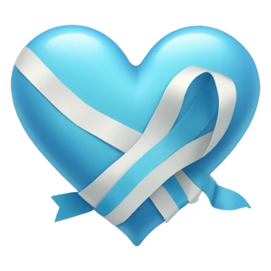 Soft Blue heart with ribbon sticker