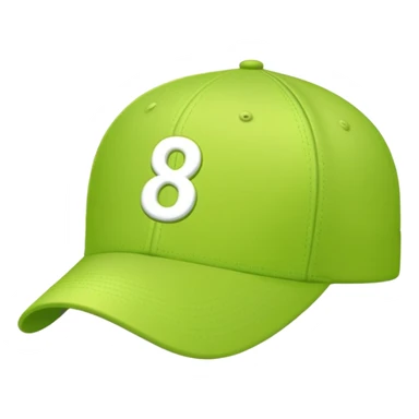 light lime cap with number “8” on it sticker