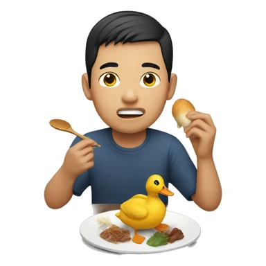 Asian young adult man eating duck  sticker