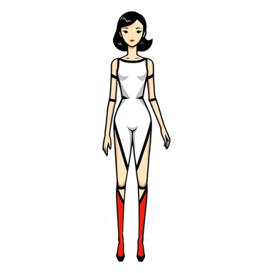 A tall elegant woman with extremely long limbs and geometric angular face structure sticker