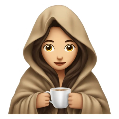 girl brunette inside a blanket sipping coffee eyes closed sticker