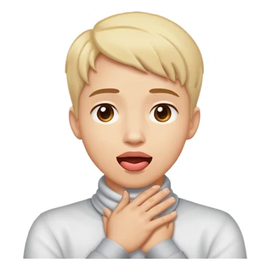 Person with hands crossed around neck and tongue out and looking up  sticker