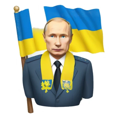 Putin with Ukraine flag sticker