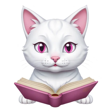 cat marie from aristocats reading a book in an artistic emoji style sticker