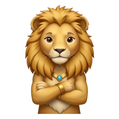 female anthropomorphised lion character standing confidently with arms folded sticker