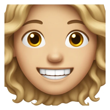 white girl with long wavy brown hair with brown eyes laughing  sticker