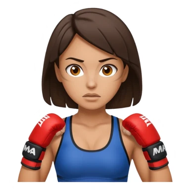 brunette woman making MMA sticker