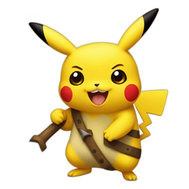 Pikachu with a hand axe sticker
