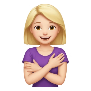 arms crossed holding neck laughing girl sticker