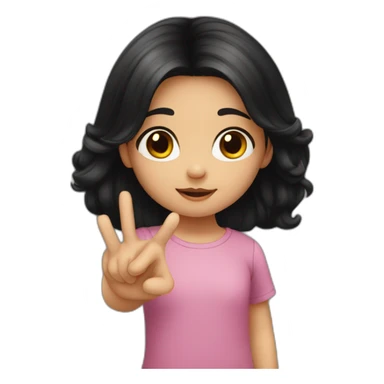 small girl with black hair showing hand with one finger sticker