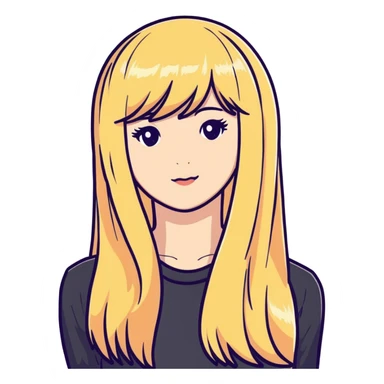 long straight blonde wig sticker