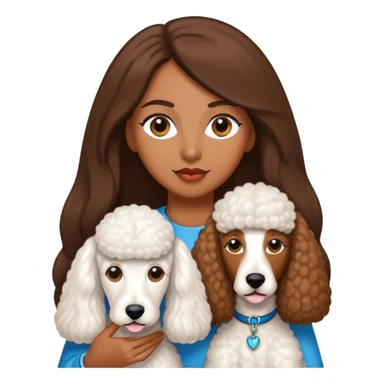 White Standard Poodle and Straight long hair brown skin Women sticker