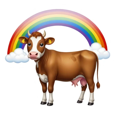 Cow under a rainbow sticker