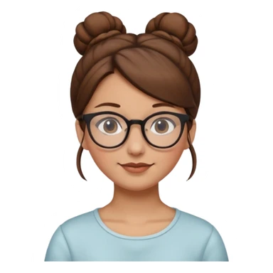 Woman brown hair glasses and bun sticker