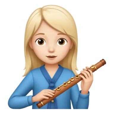 girl kid plays flute sticker