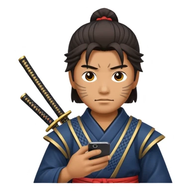 Samurai with Smartphone. sticker