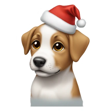 puppy with a christmas hat sticker