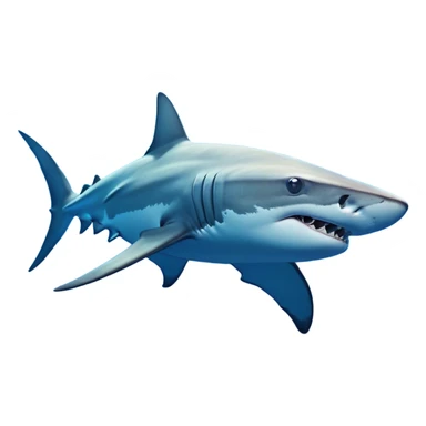Cinematic Noble Hammerhead Shark Portrait Emoji, Poised and regal, with a broad, flattened hammer-shaped head, wide-set eyes, and a streamlined, powerful body gliding through deep blue waters, Simplified yet sharp and sophisticated features, highly detailed, glowing with a cool, oceanic luminescence, high shine, intelligent and commanding, stylized with an air of marine authority, focused and vigilant, soft glowing outline, capturing the essence of a watchful and confident predator that appears ready to glide out of the screen with effortless power! sticker
