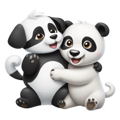 Dog and panda becoming friends  sticker