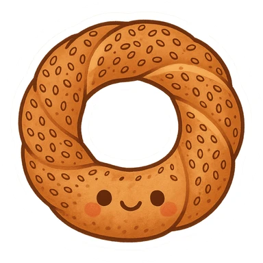 a simit, the Turkish sesame bagel, fun and appealing style sticker