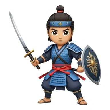 fierce samurai wielding sword in battle stance sticker