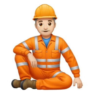 engineer hi-vis orange overalls on the floor sticker