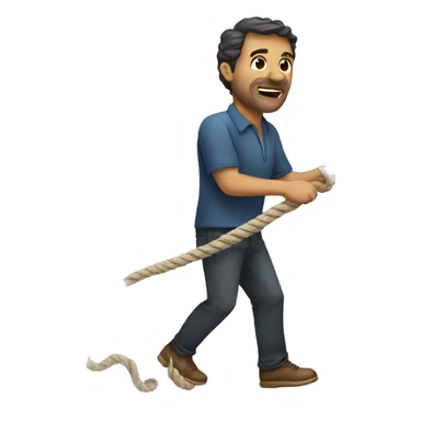 a man pulling a rope sticker