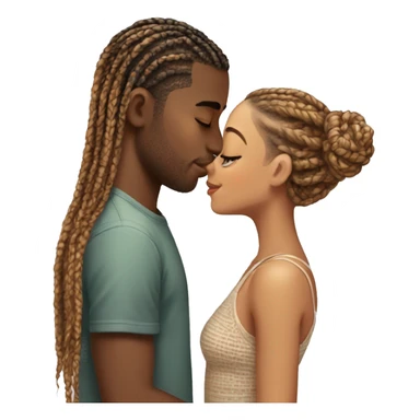 a light skinned boy kissing girl with box braids and doing romance sticker