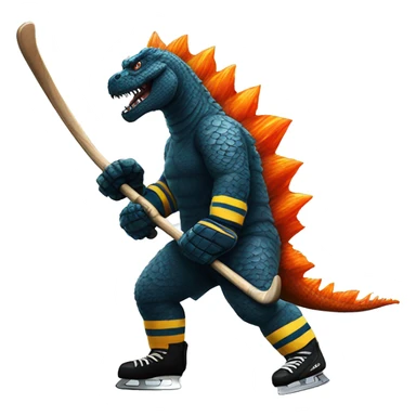 Godzilla dressed as a hockey player sticker