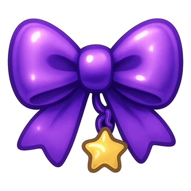 purple bow emoji, cute and shiny, with a small star charm sticker