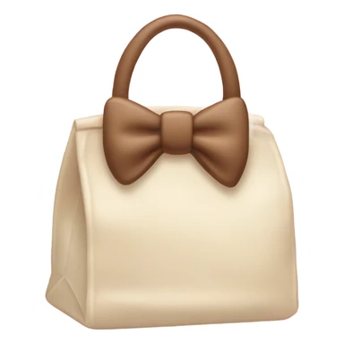 cream bag with pastel brown bow sticker