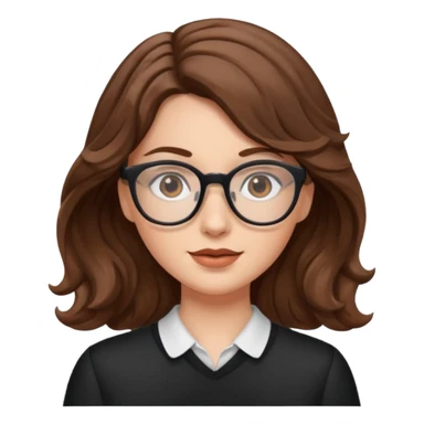 White girl with wavy brown hair and glasses sticker