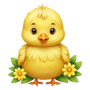 Little cute chick with flowers  sticker