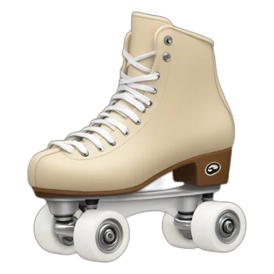 Beige Riedell rollerskate with jamplug and white wheels sticker