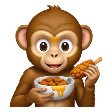 Fried chicken eating a black monkey sticker