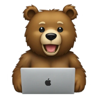 bear chain in screen of laptop sticker