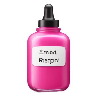 a jar of pink nail polish on a background of a beauty laboratory sticker