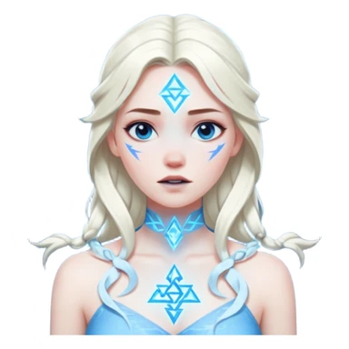 Woman frozen mid-spell, glowing runes around her body, charged silence sticker