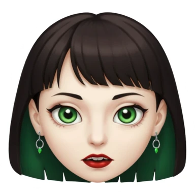 Faça uma vampira com olhos verdes e cabelos morenos com franja sticker