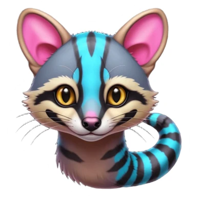 Neon colorful spicy animalistic realistic slender elegant pretty cute Genet-Civet-Cacomistl-hybrid  sticker